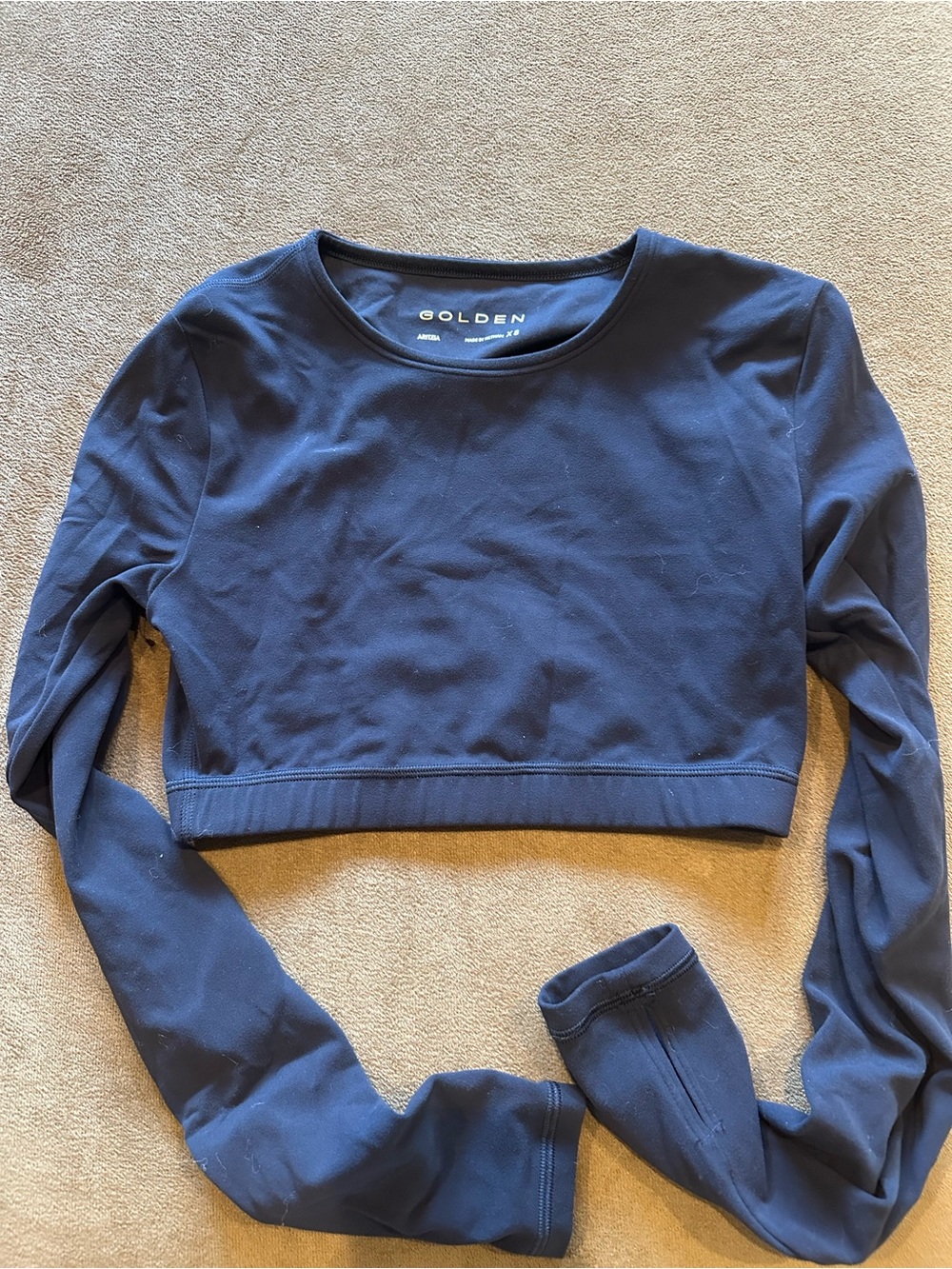 Athleta Navy Long-Sleeve Cropped Athletic Top